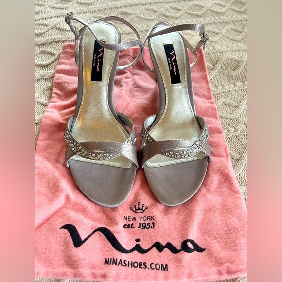 Nina Shoes Shoes - Nina Brand “Gola” Style Silver Heels Women’s Size 9